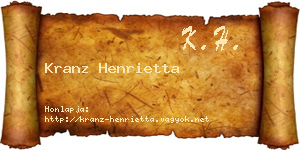 Kranz Henrietta névjegykártya